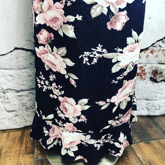 SOLDNWT Rose Gal Navy Blue Pink High Low Dress - Picture 4 of 5